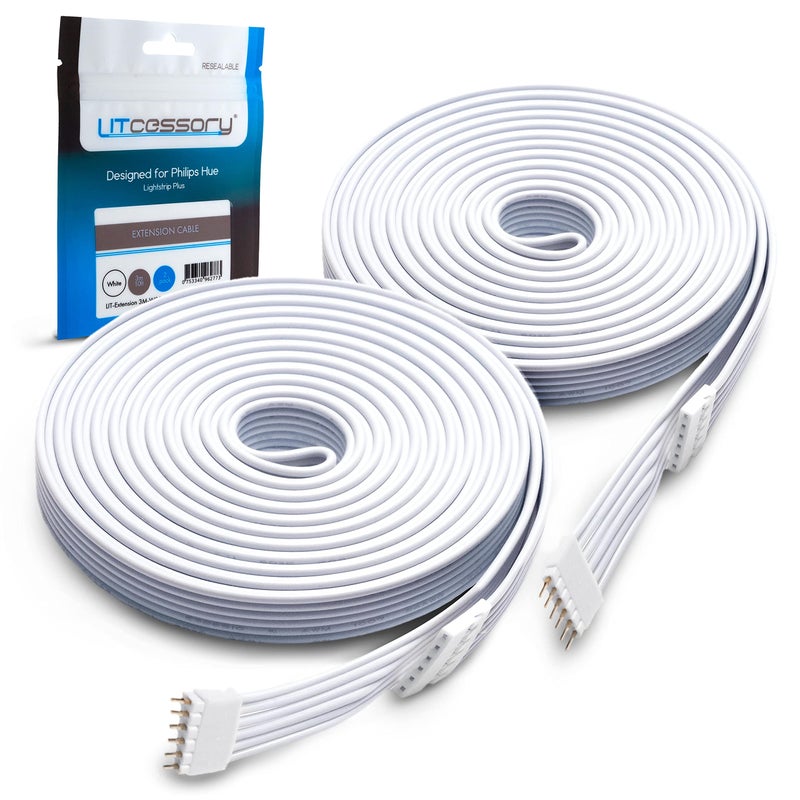 Litcessory Extension Cable for Philips Hue/WiZ Lightstrip (10ft, 2 Pack, White - Standard 6-PIN V3 / WiZ Lightstrip) - Image 1